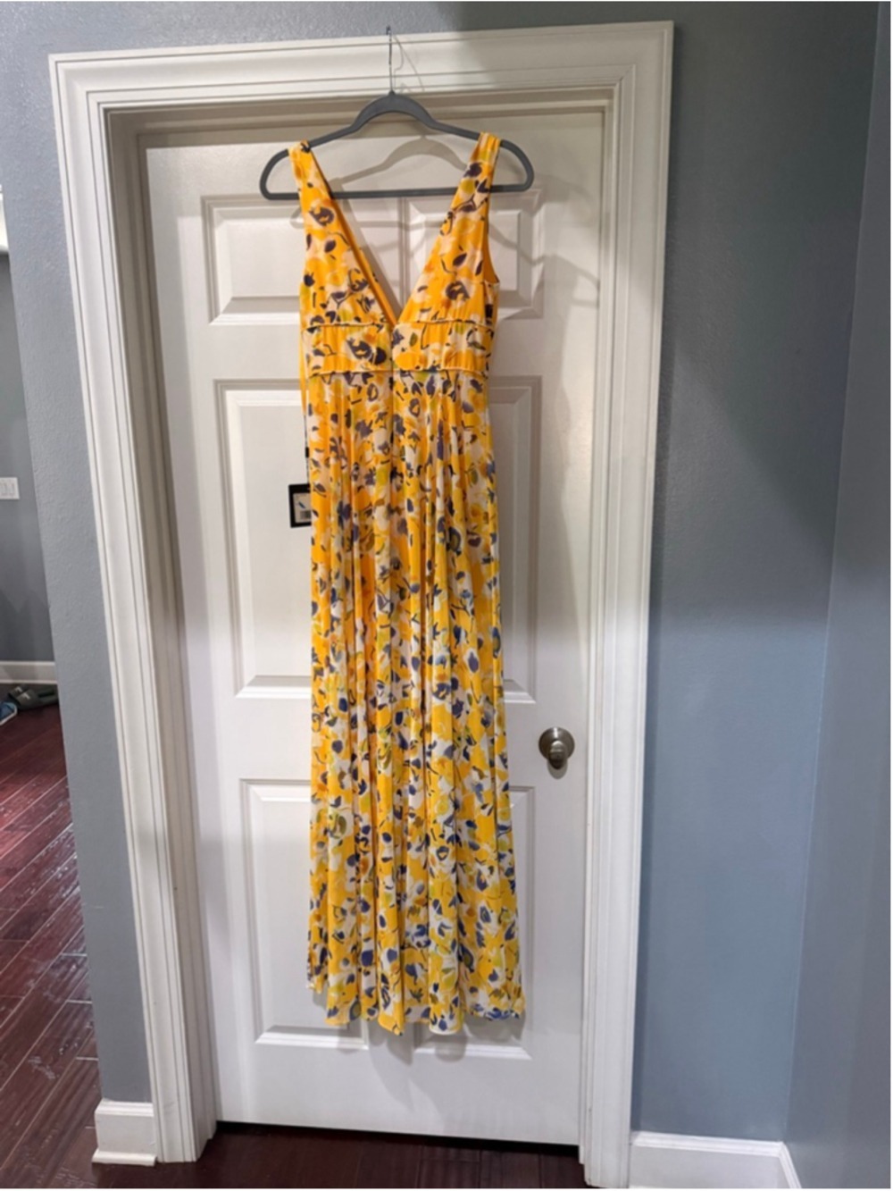 Women's Mac Duggal Floral Maxi Dress Size 2 Yellow Purple - Picture 9 of 9